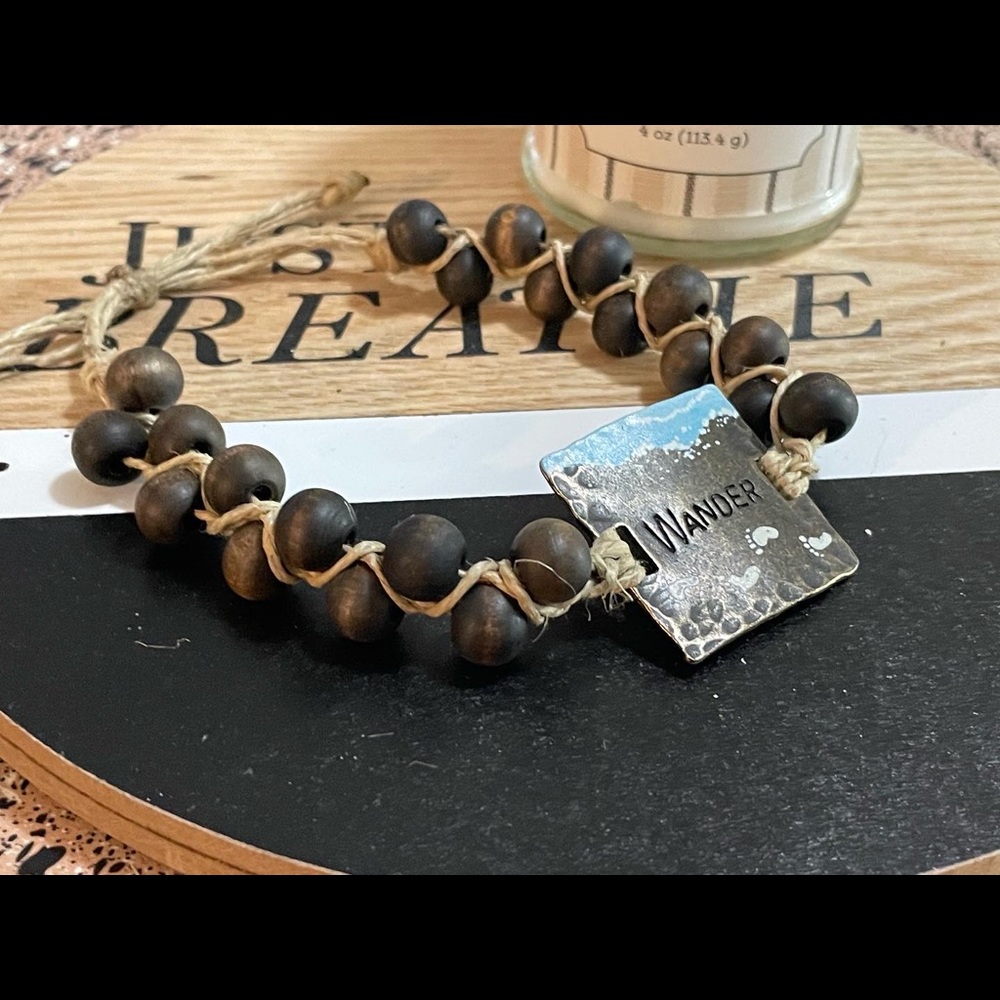Men’s Collection- “Wander” hand stained Adjustable beaded bracelet